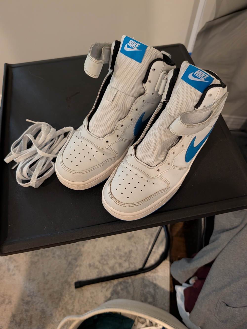 Nike Kids' White and Blue High-Top Sneakers